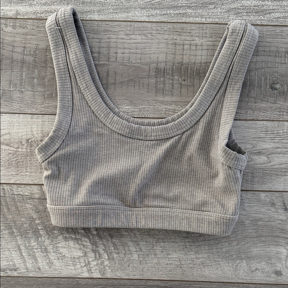 Gray Alo Ribbed Crop Top